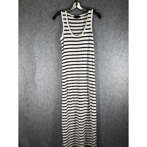 Hatch Maternity Tank Dress Women’s Petite Sleeveless Black Striped‎ Maxi Stretch